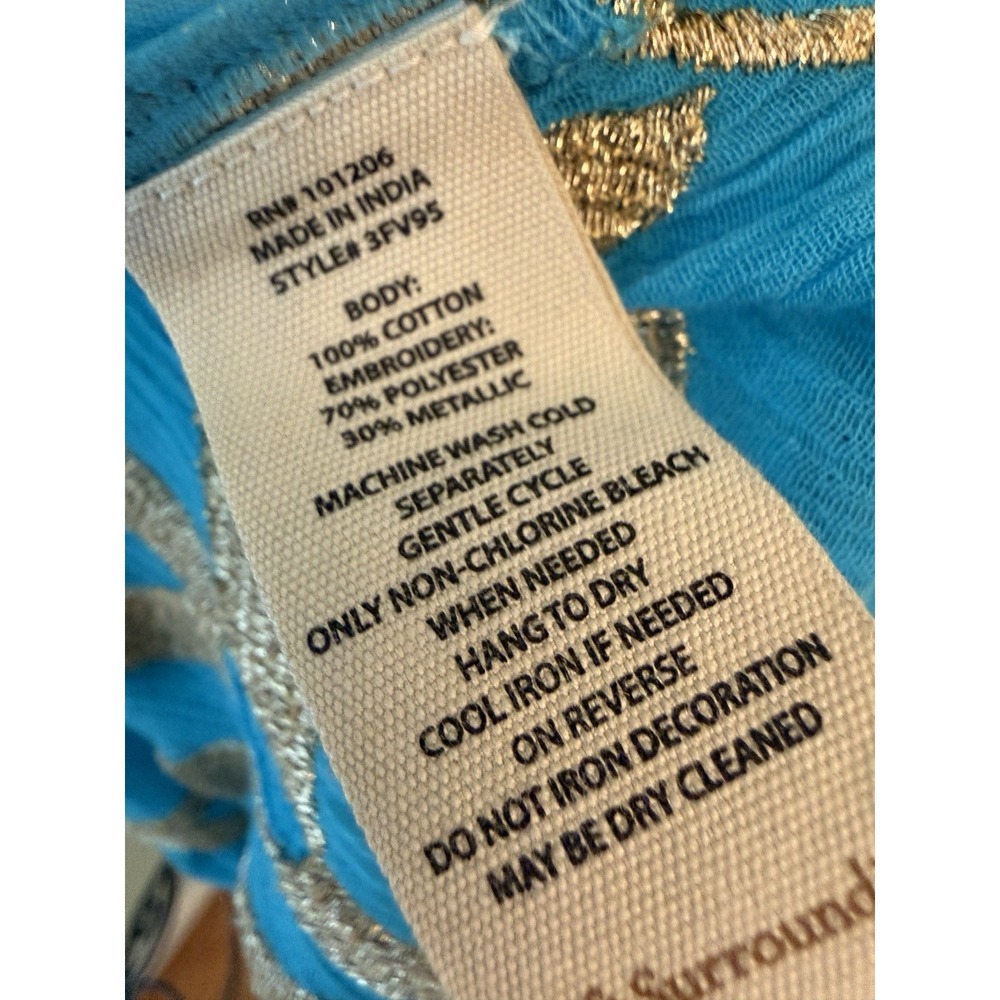 Soft Surroundings Zaneta turquoise blue gold embroidered dress SIZE PL - Picture 8 of 11